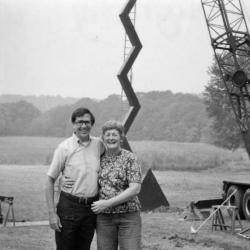 Gilbert Hawkins, <em>Four Poles and Light</em>, 1974 (installation view, October 1974)