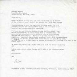 Tal Streeter Letter to Art Center Director Dorothy Mayhall, March 6, 1972