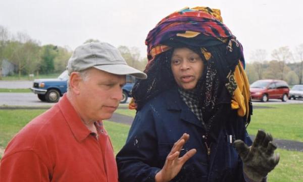 <i>Chakaia Booker </i>at Storm King Art Center, May 12 - November 14, 2004, with Director David Collens (exhibition installation)