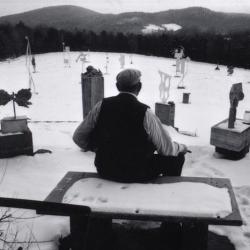 David Smith looking at the south field of his property, Bolton Landing, NY, 1963