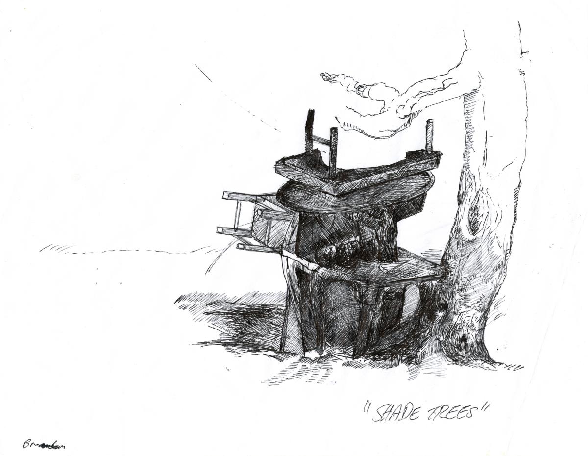Brandon Ndife, preparatory sketch for <i>Shade Trees, </i>2021 